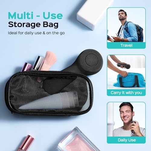2-in-1 Silicone Facial Cleansing Brush – Electric Exfoliator with Spin & Vibrati