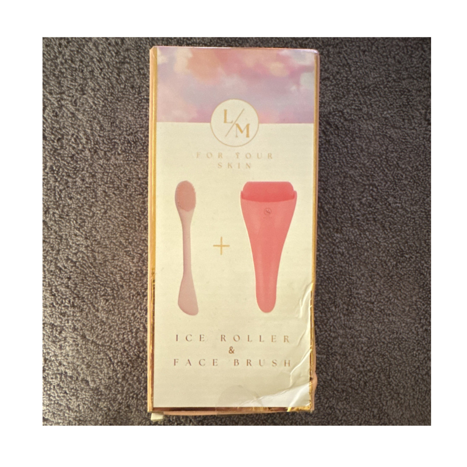 L/M Pink Ice Roller & Face Brush Set, Detachable Head, All Skin Types