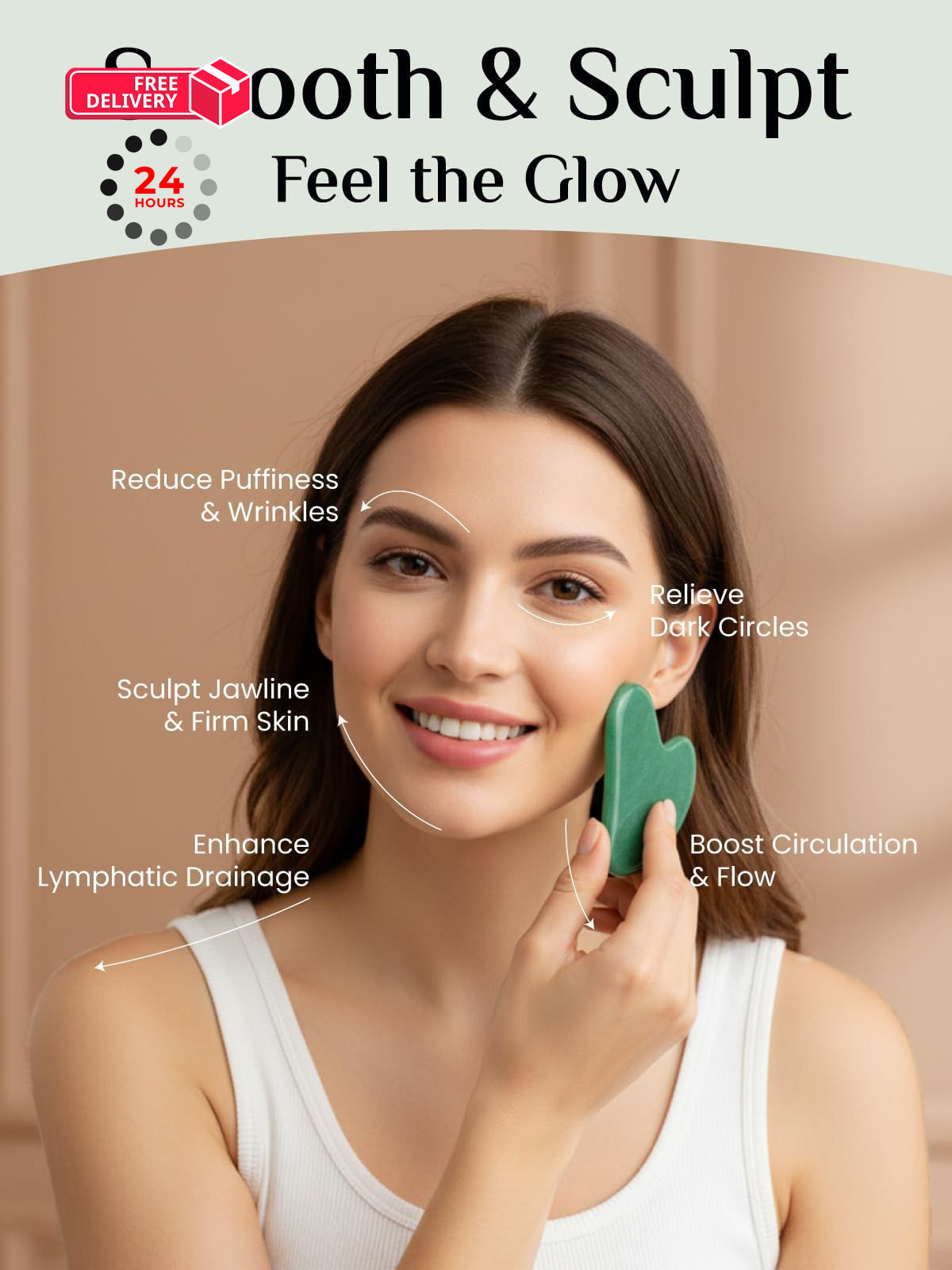 Rena Chris Gua Sha Facial Tools: Jade Stone Guasha 1 Count (Pack of 1), Green