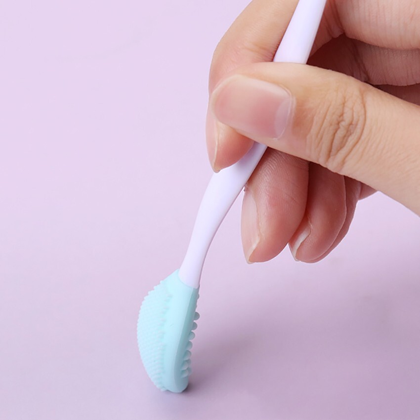 Silicone brush with replacement head for exfoliating, cleaning the nose