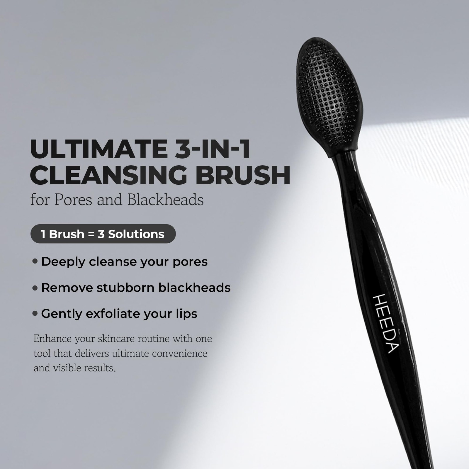 HEEDA 3 in 1 Cleansing Facial Silicone Brush Black