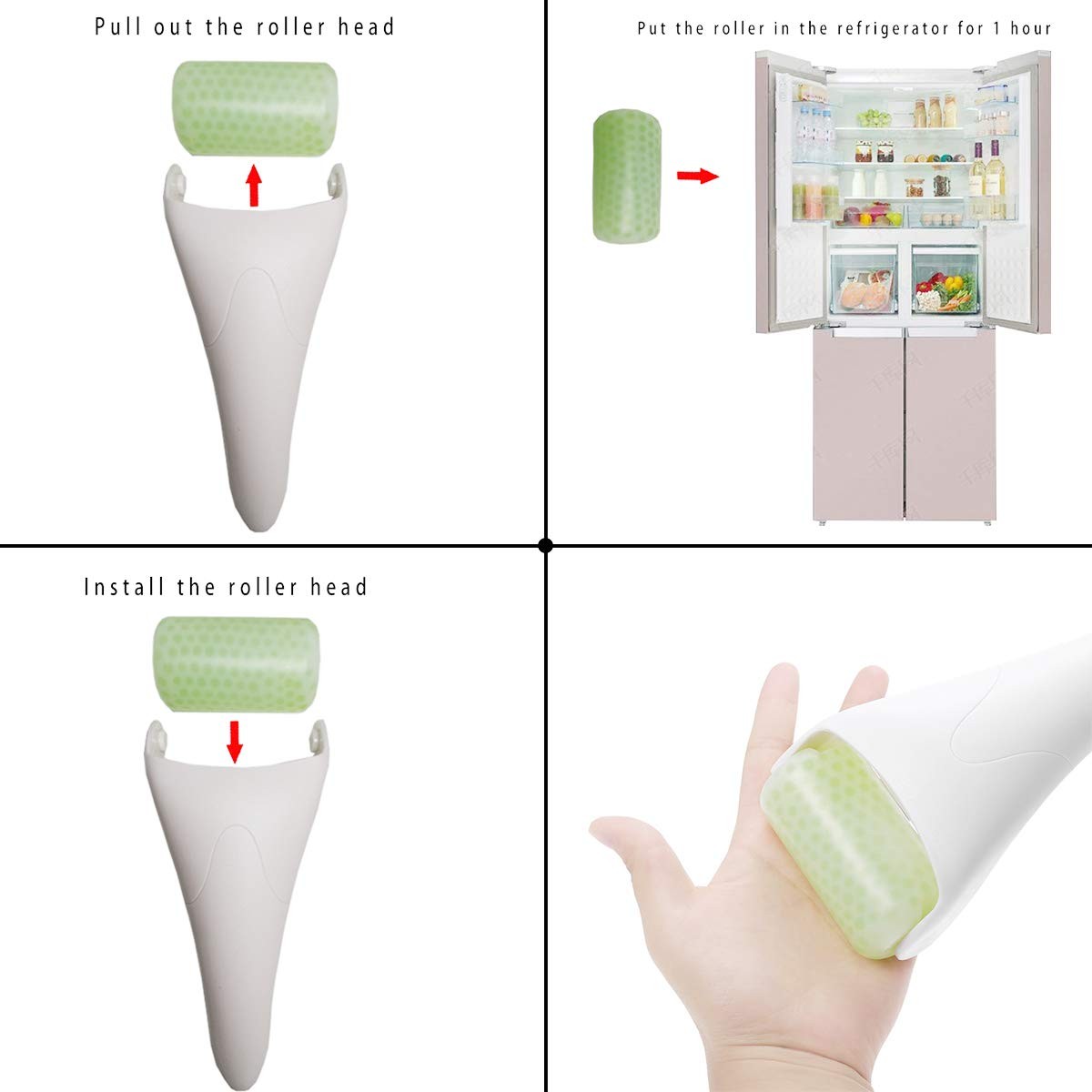 Chikoni 3 in 1 Ficial Face Ice Jade Roller and Gua Sha Tool, Natural White