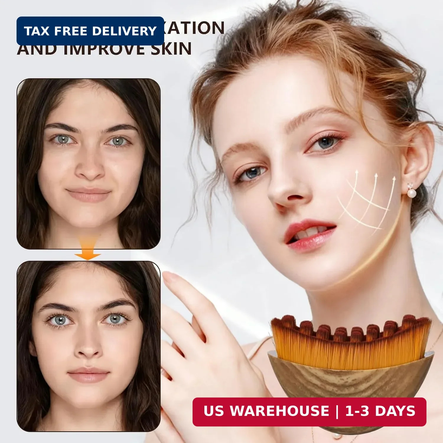 3 Pack Lymphatic Contour Face Brush, Lymphatic Drainage Contour Face Brush Massa