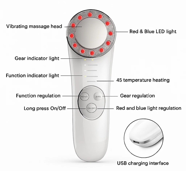 Microcurrent Facial Tool Anti-Aging Lift Tone Contour Rechargeable Skincare