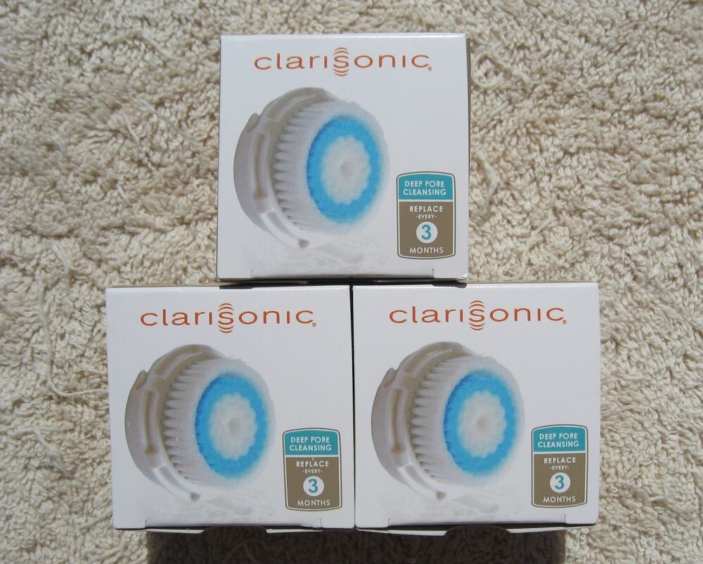 3X 2013 Authentic Clarisonic 20163 Deep Pore Cleansing Brush Heads-USA Box *New*