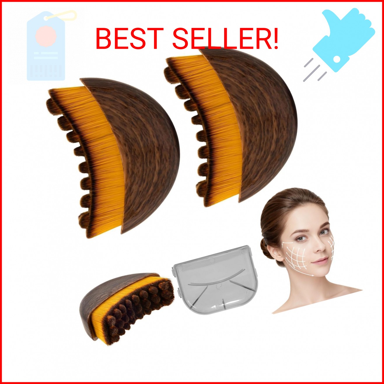 2pcs New Lymphatic Contour Face Brush, Dry Brushing Face Brush, Massager for Fac