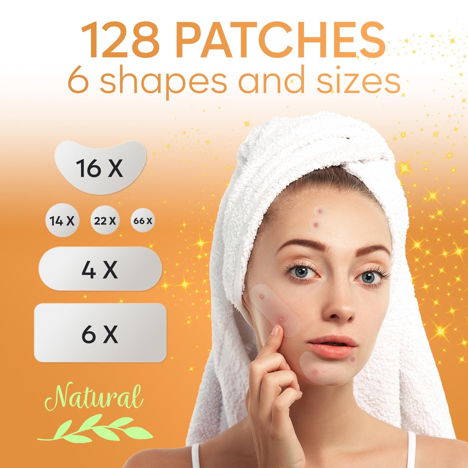 AURAE Large Pimple Patches for Face, Hydrocolloid 128 Count (Pack of 1)