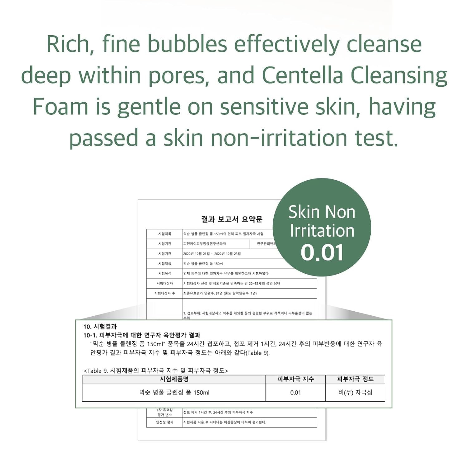 mixsoon Centella Cleansing Foam Face Wash with 5.07 Fl Oz (Pack of 1), White