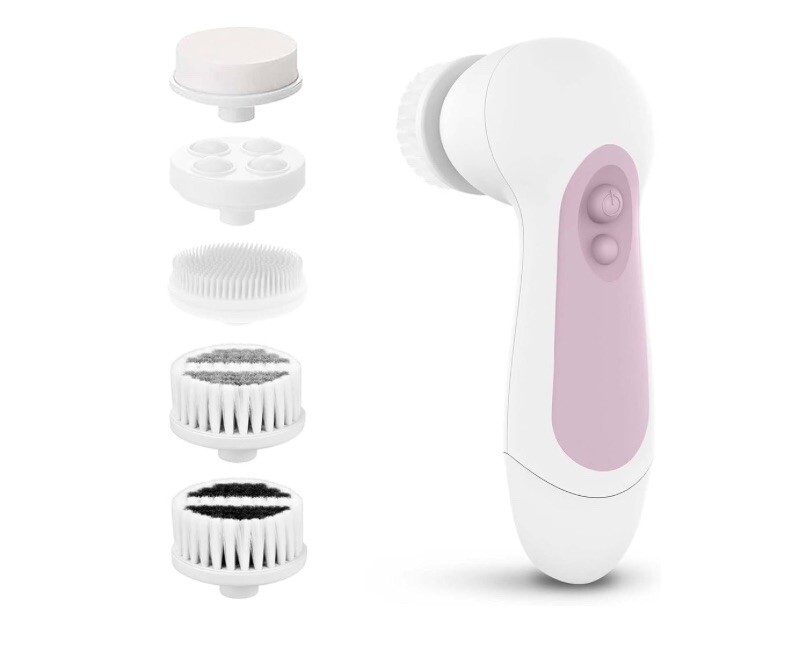 Waterproof Facial Cleansing Spin Brush Set with 5 Exfoliating Brush Heads – NEW