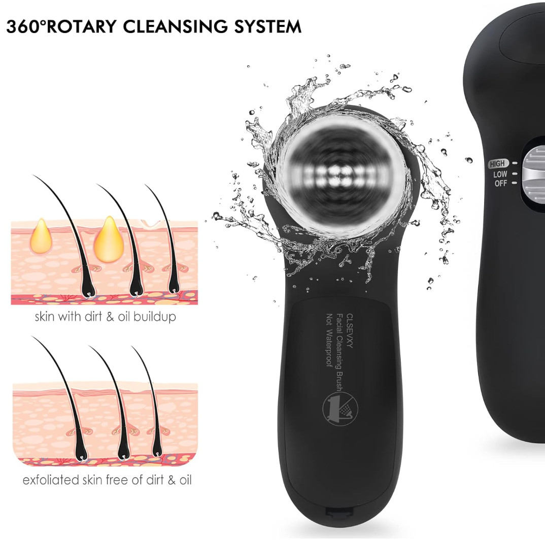 6 in 1 Ultrasonic Facial Cleansing Brush Exfoliate Electronic Face Skin Massager