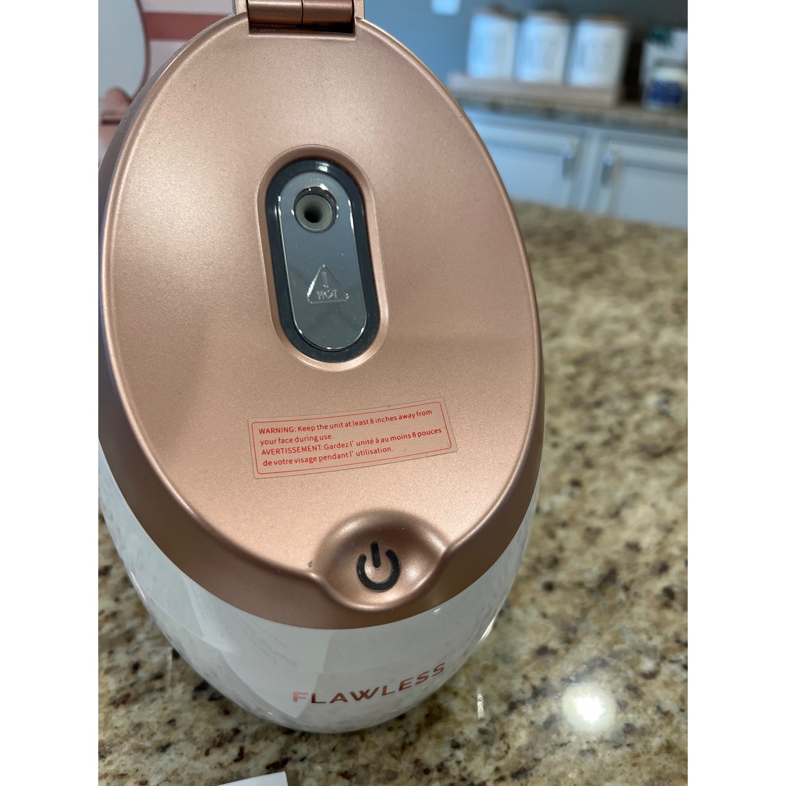 Finishing Touch Flawless Facial Steamer Rose Gold White Skin Care System Mirror