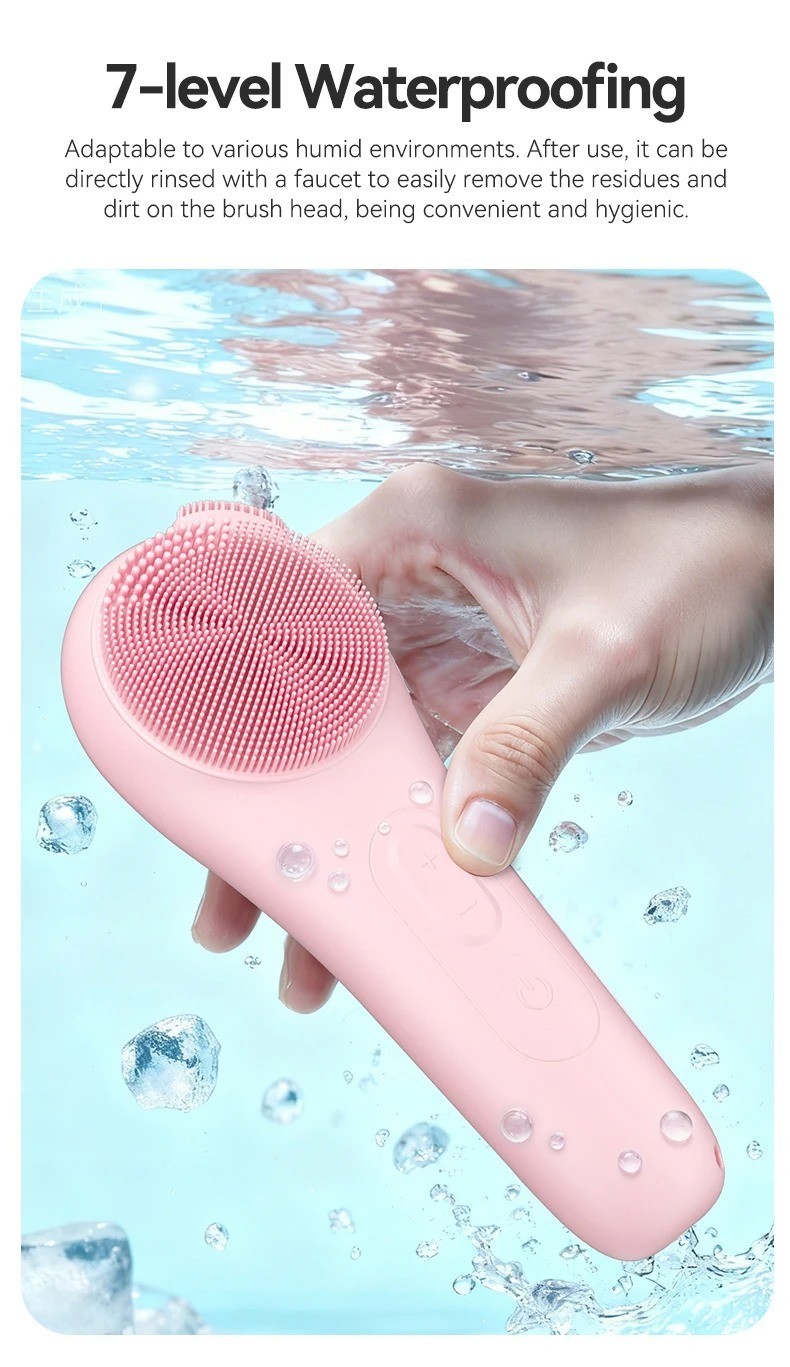 Electric Facial Cleansing Brush Waterproof Face Scrubber with 5 Brush Heads