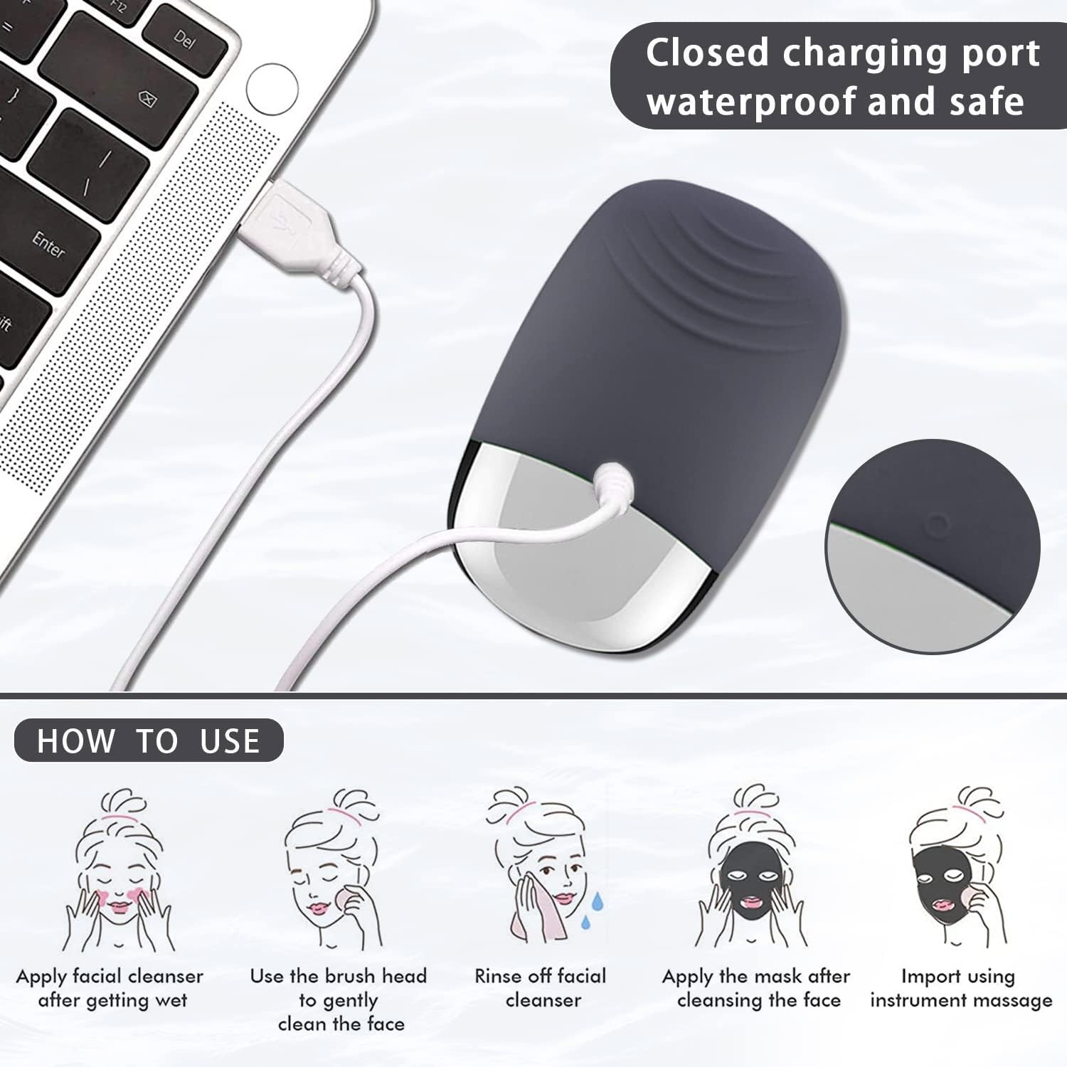 Advanced Deep Cleansing Brush with 5 Speed Levels – Gentle & Effective Skincare