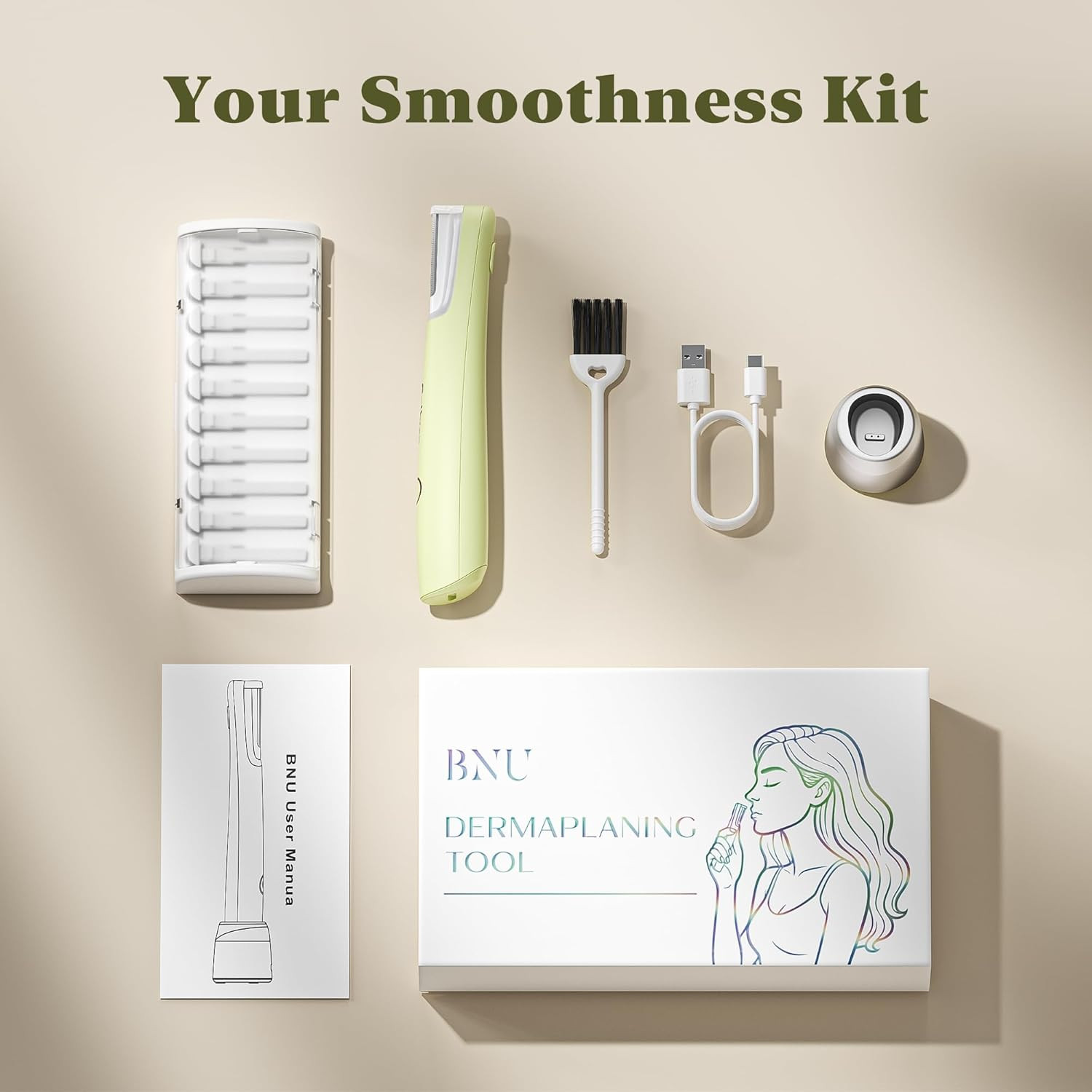 Dermaplaning Tool for Face, Dermaplane Razor for Women Face LED Light Facial Exf