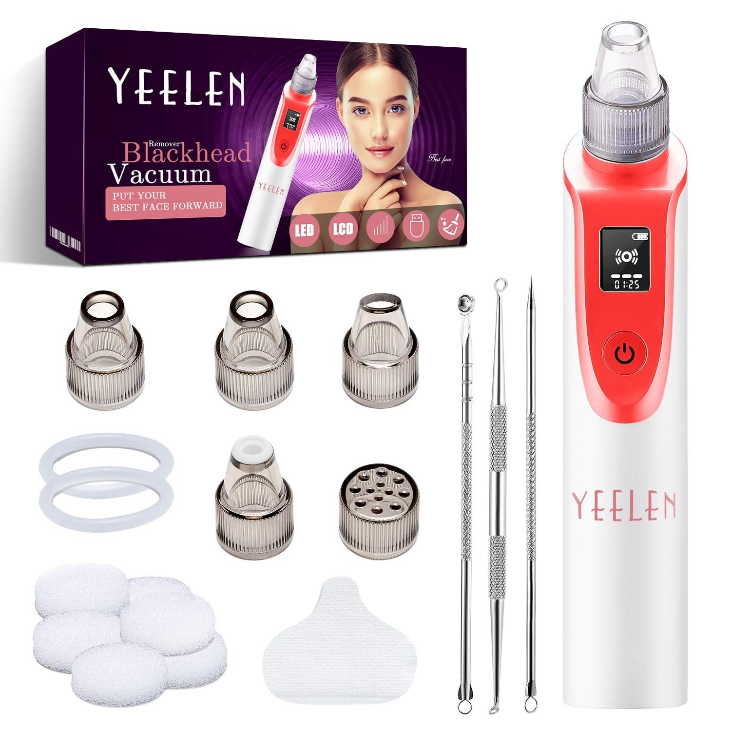 Blackhead Remover Vacuum Suction Pore Cleaner Vacuum LCD Display Acne Extractor
