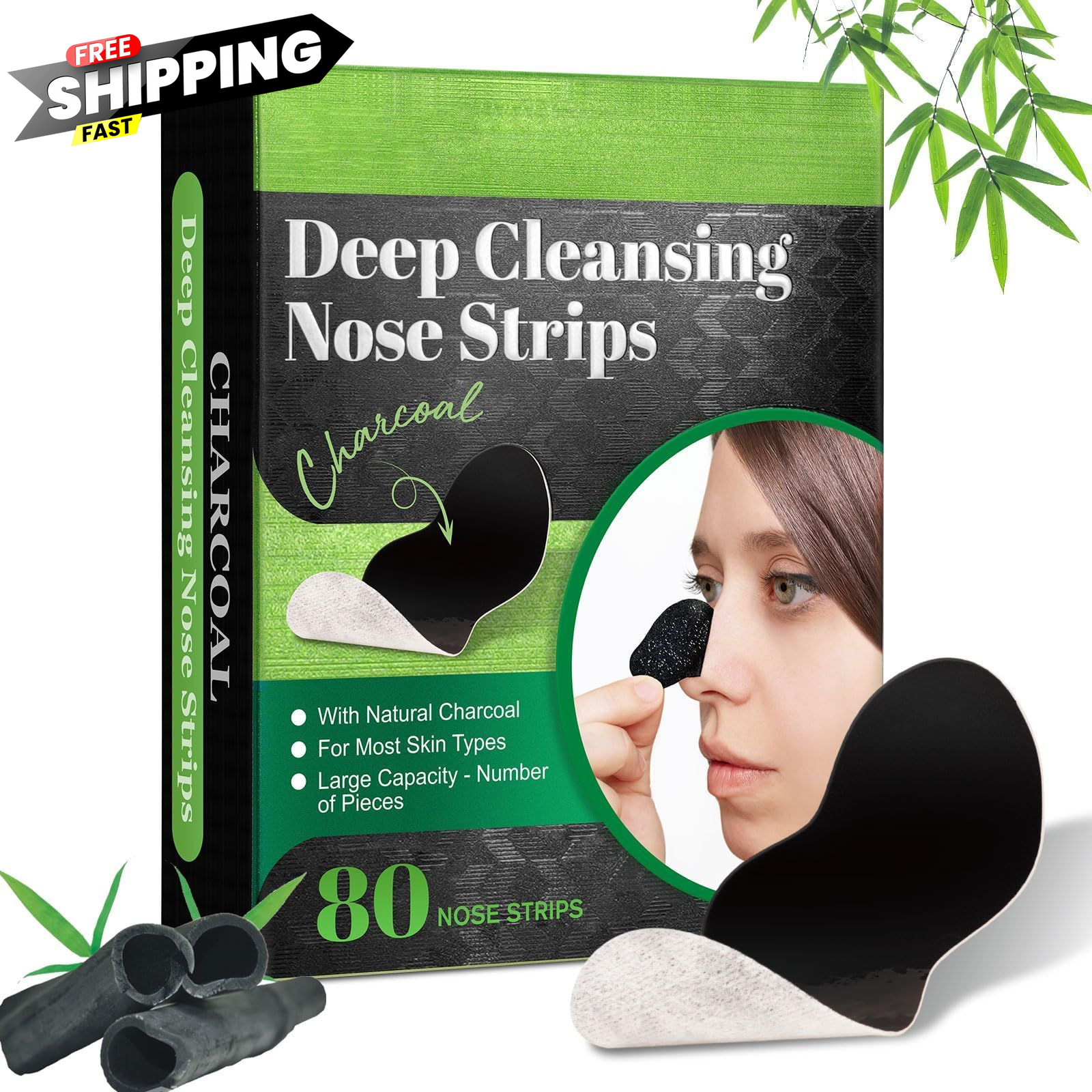 JWBVCTCR Pore Strips,Natural Charcoal Deep Cleansing Strips ，Nose…