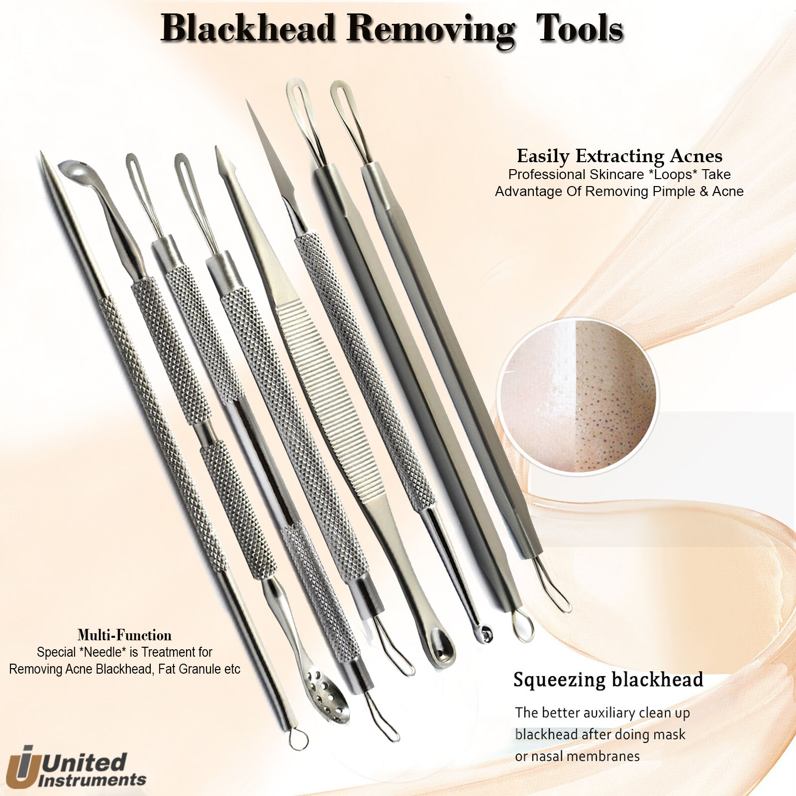 Blackhead Remover Whitehead Extraction Pimple Spot Professional Facials Tool Kit