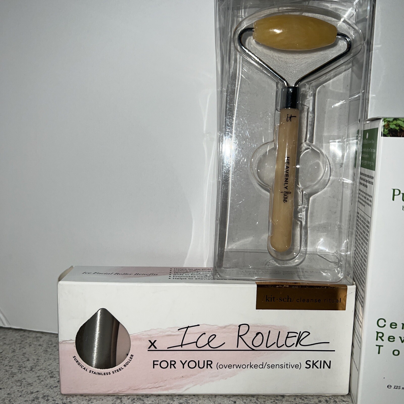 Facial Skin care set! Kitsch Ice Roller, IT Cosmetics Roller, PureHeals toner