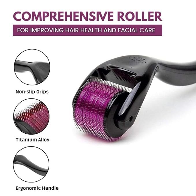 Linoges 1.0mm Derma Roller for Hair & Beard Growth – 540 Titanium Needles