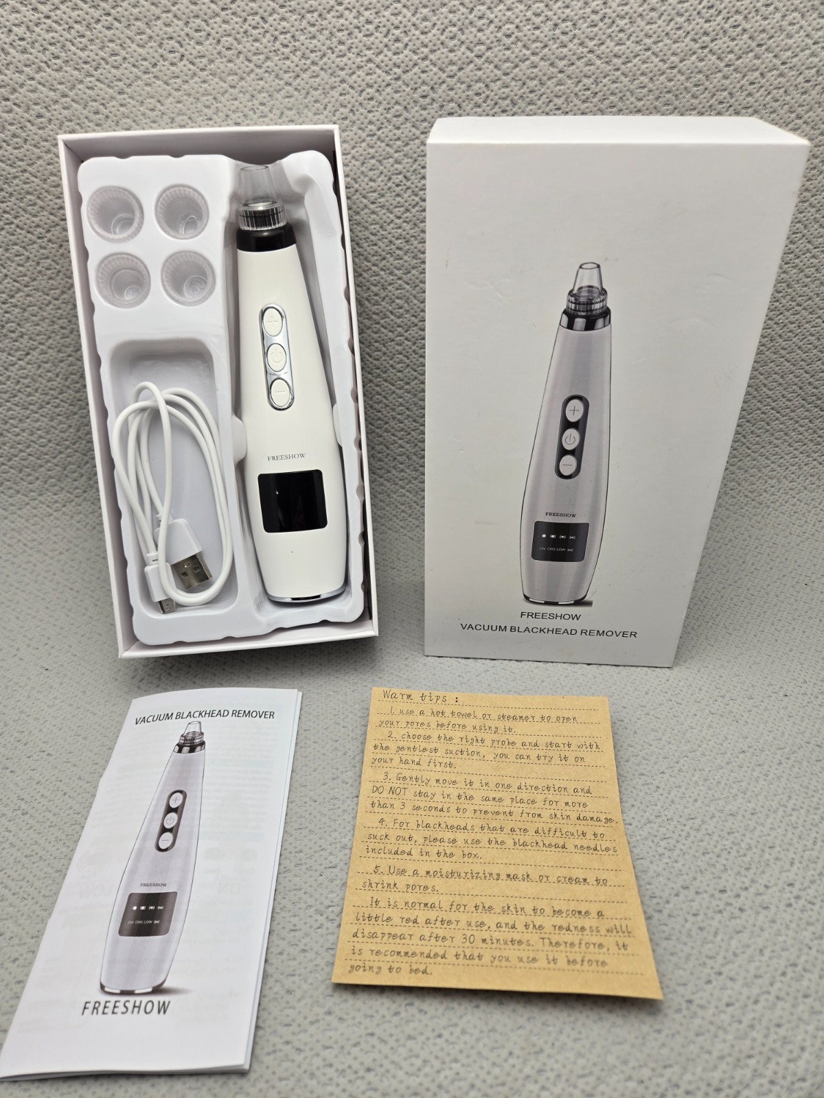 Electric Vacuum Blackhead Remover Pore cleaner With 5Suction Heads & LED Display