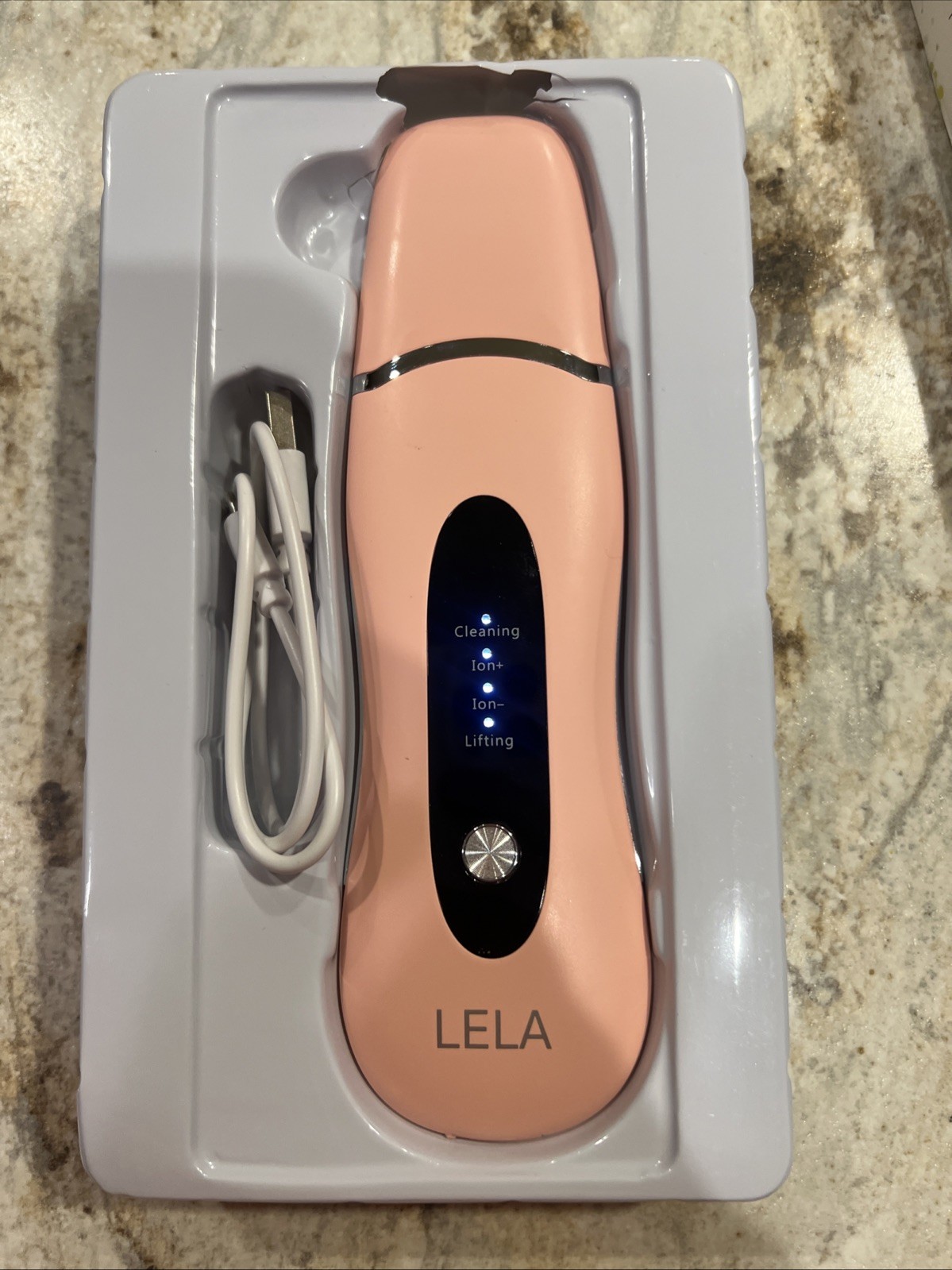 Spa Sciences LELA Ultrasonic Facial Spatula USB Rechargeable Pink Acne Wrinkles