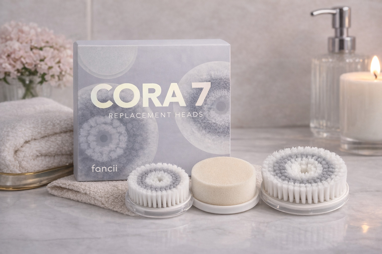 Fancii CORA 7 Replacement Heads Set – 3 Brush Heads ONLY (No Device)