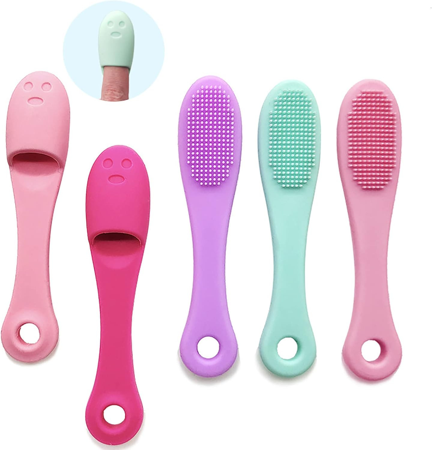 5-Pack Soft Silicone Manual Facial Cleansing Brushes, Face Scrubber Cleanser Bru