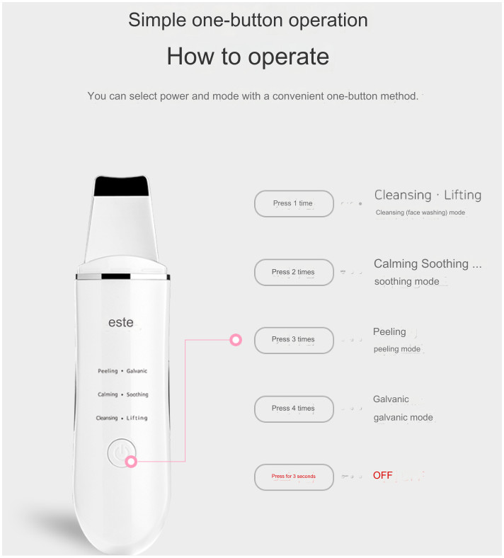 ESTE Aqua Peeling Galvanic Ion Massager Lifting Cooling Peeling Anti-Aging