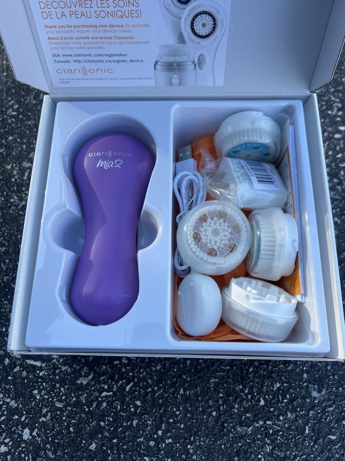 NEW 2 Speed Lavender Clarisonic Mia 2 Sonic Facial Skin Cleansing Brush System