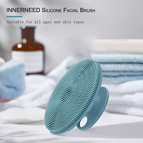 Silicone Face Scrubber, Exfoliating Brush Manual Handheld 3rd-dark Green+pink