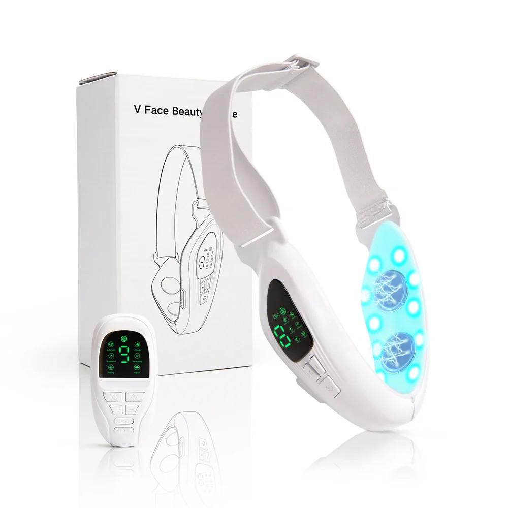 Pink 4 in 1 Massager for Face, Facial Sculpting Device for Double Chin, Reduces