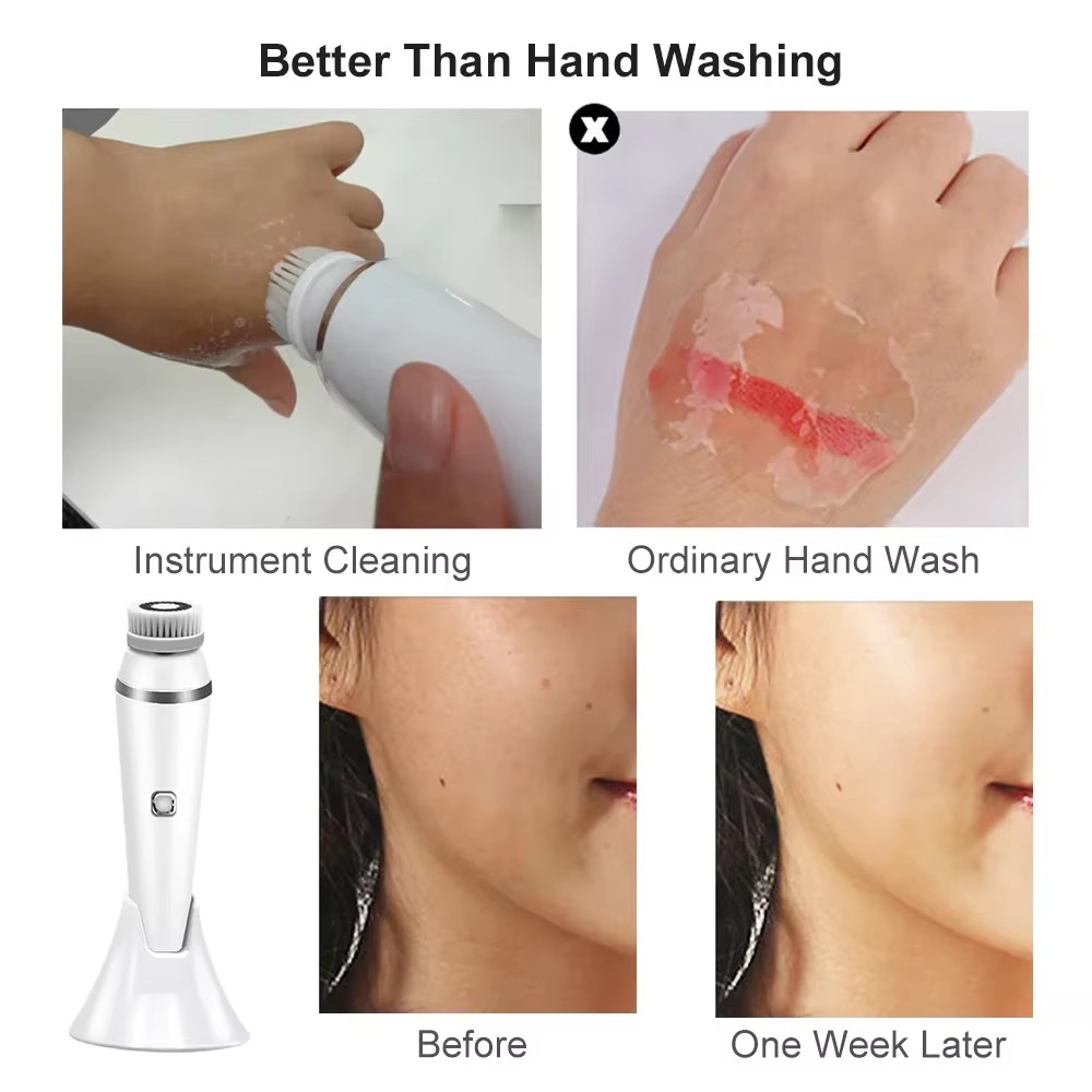 4 in 1 Electric Facial Cleansing Brush Sonic Waterproof Rotate Rechargeable Face