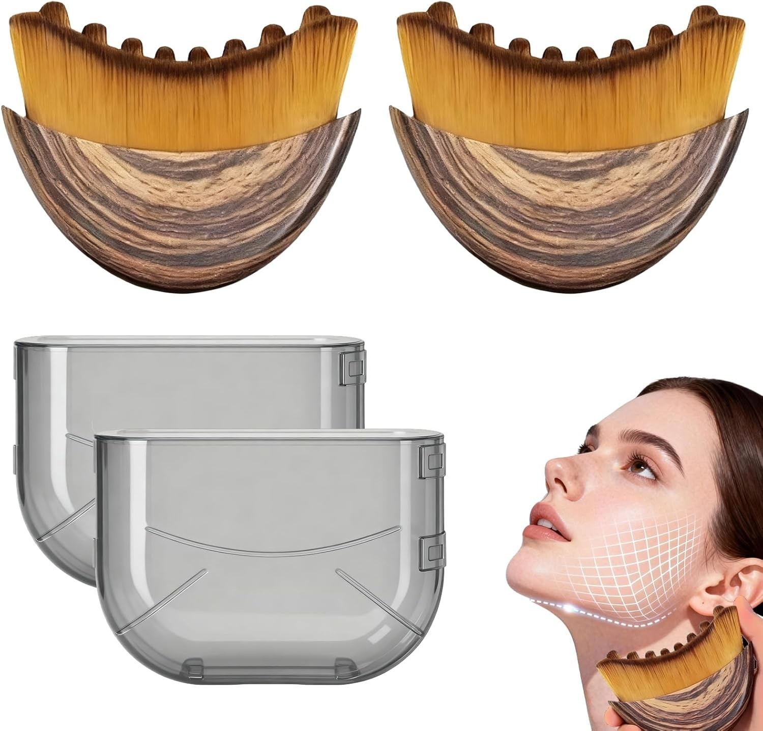 2PCS Lymphatic Face Contour Brush – Sculpt & Reduce Puffiness