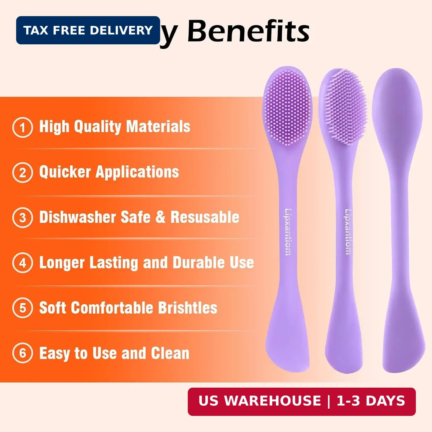 3 Pcs Silicone Facial Cleansing Brush, 2 in 1 Face Mask Applicator and Pore Clea