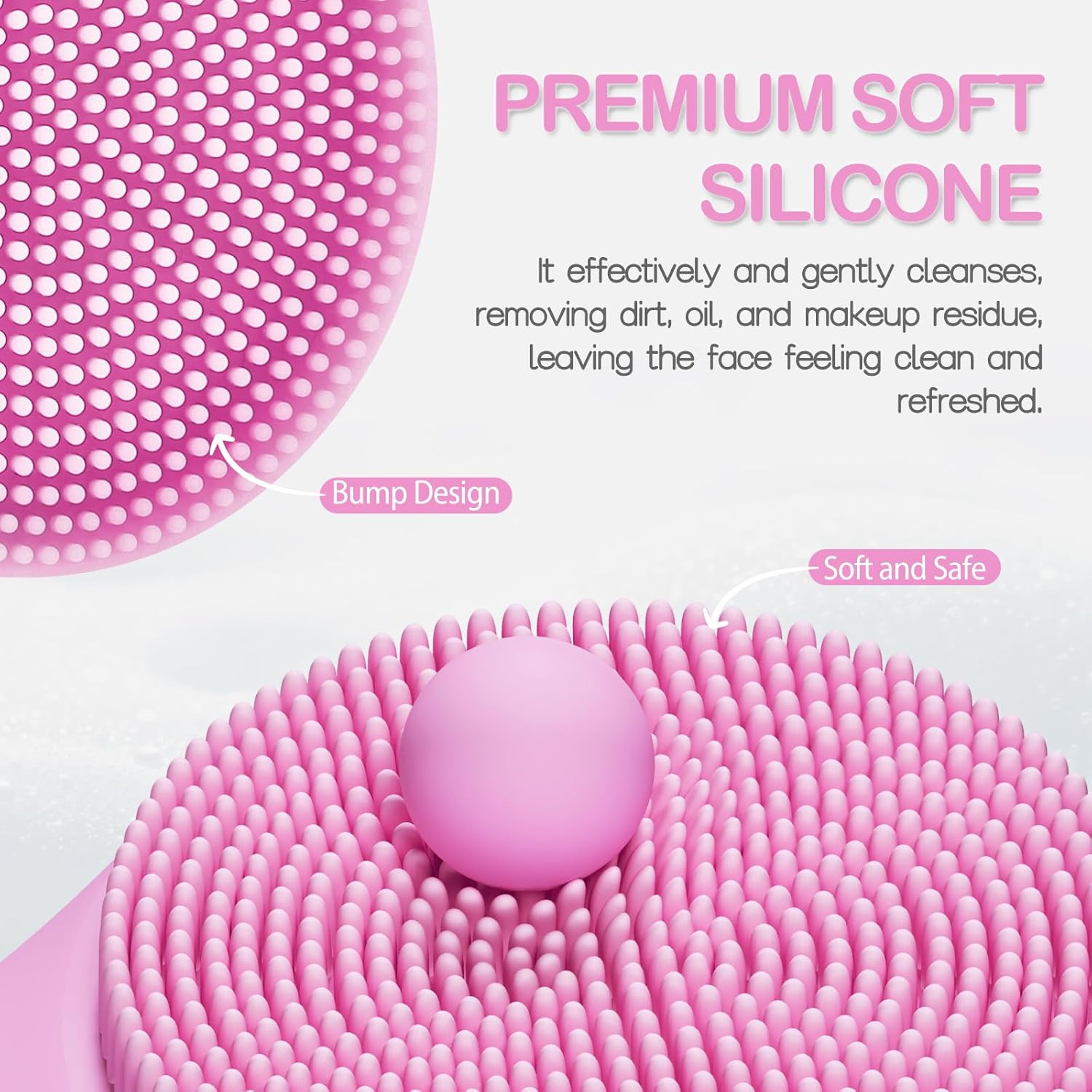Facial Cleansing Brush, Rechargeable Silicone Face Scrubber with Heat Massage En