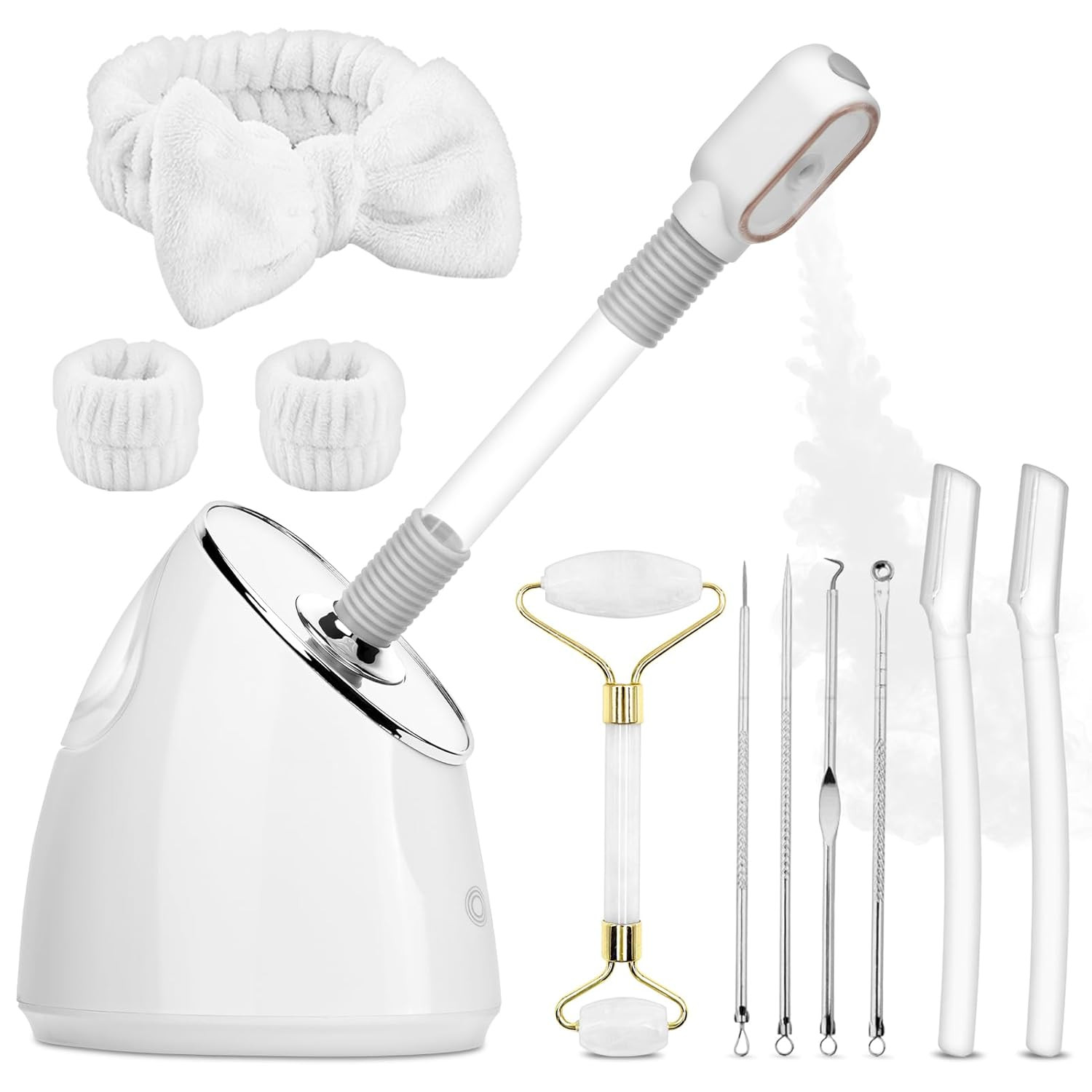 Facial Steamer Spa Kit, Nano Ionic Face Steamer for Deep Cleaning Unclogs Pores,