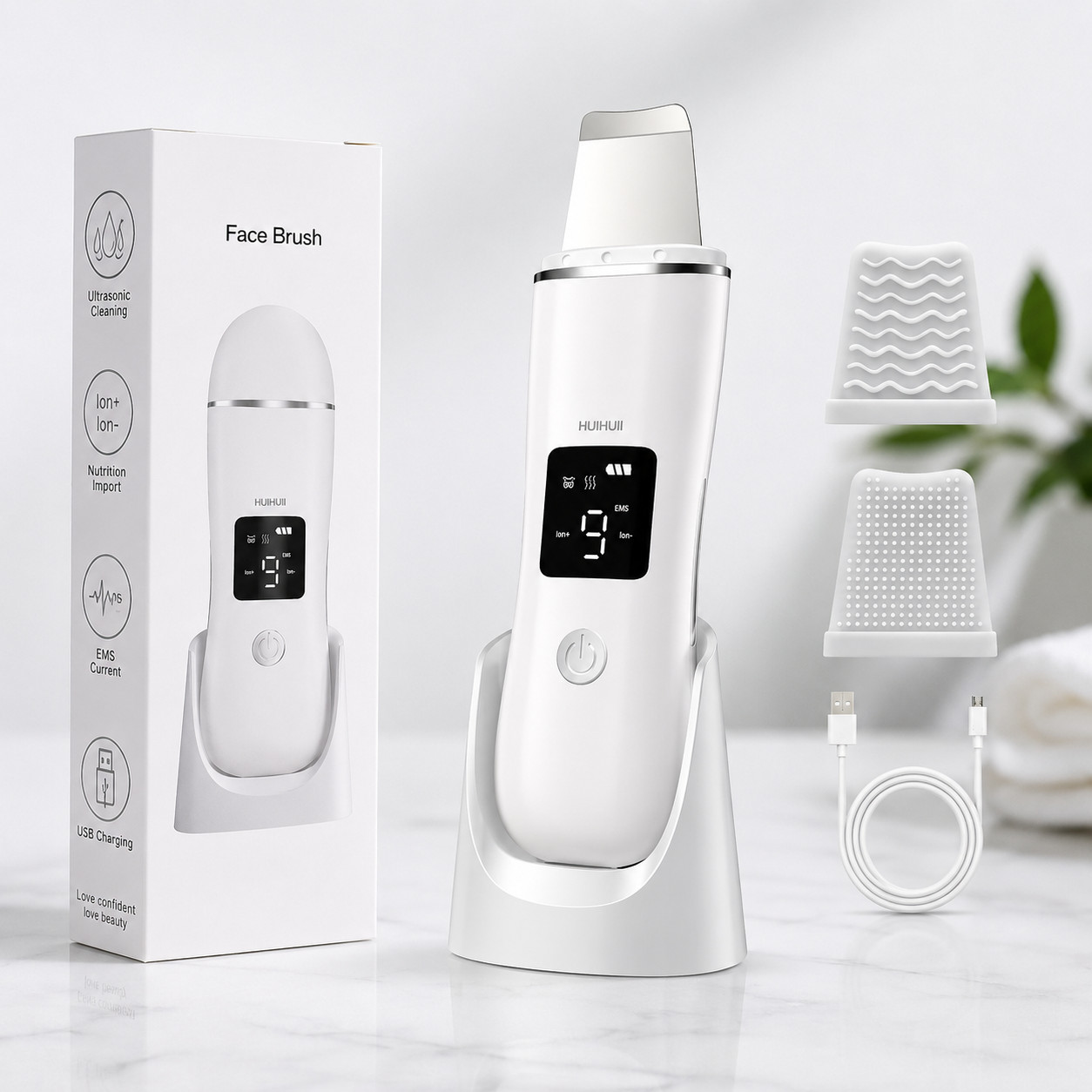Facial Cleansing Device USB Rechargeable Face Care Beauty Tool LCD Display