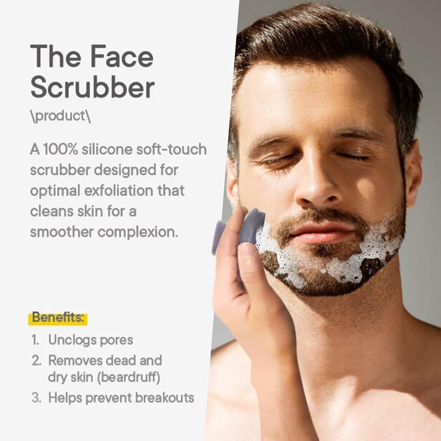 Silicone Face Scrubber for Men – Manual Waterproof Facial Cleansing Brush