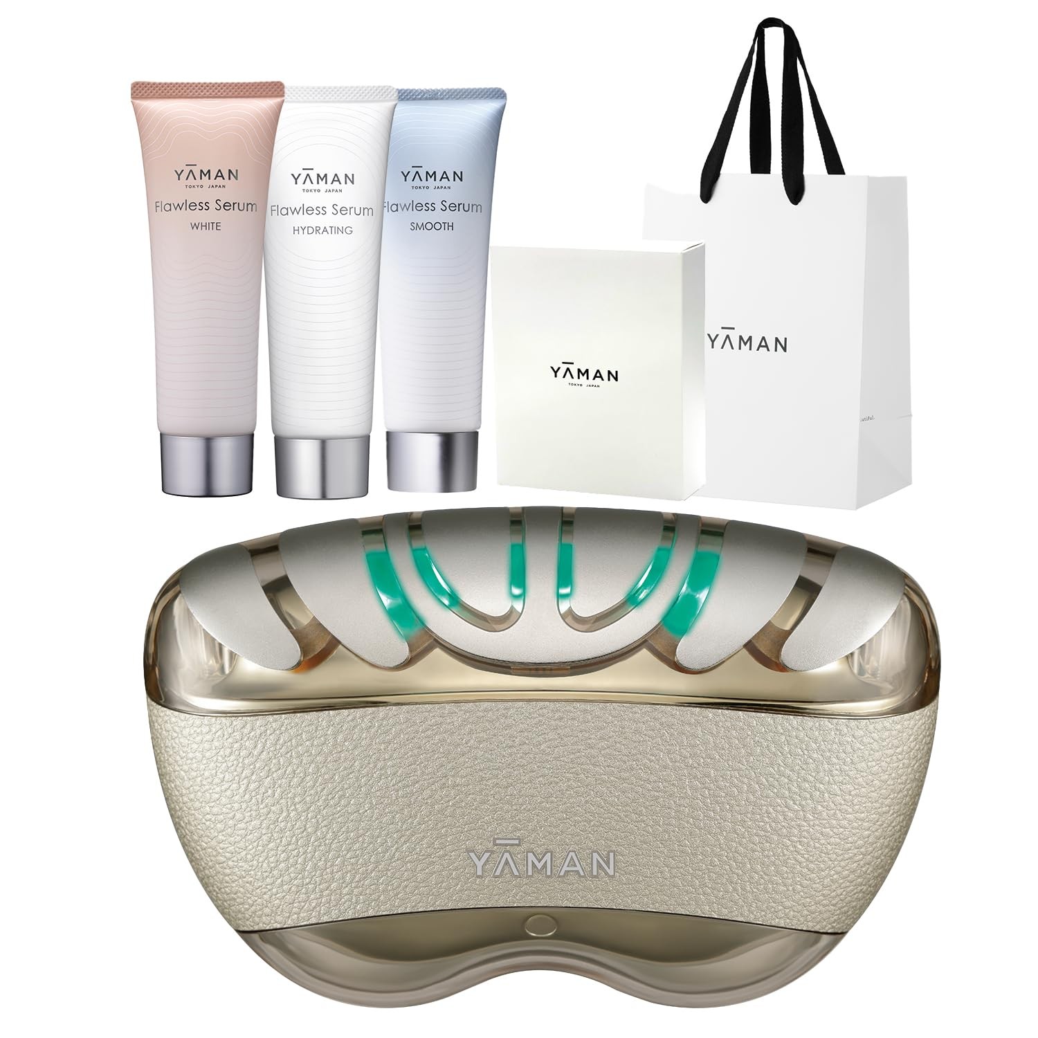 YA-MAN Liftlogy EMS Facial Device Gold w/ Flawless Serum 3pcs Set