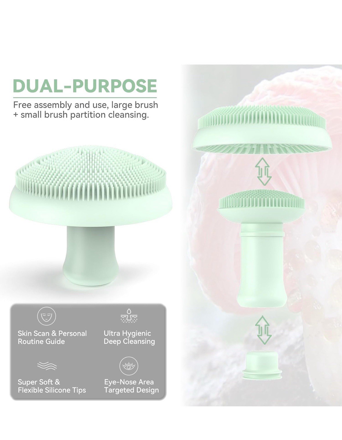 Multi purpose face scrubber acne removal brush. Super soft.