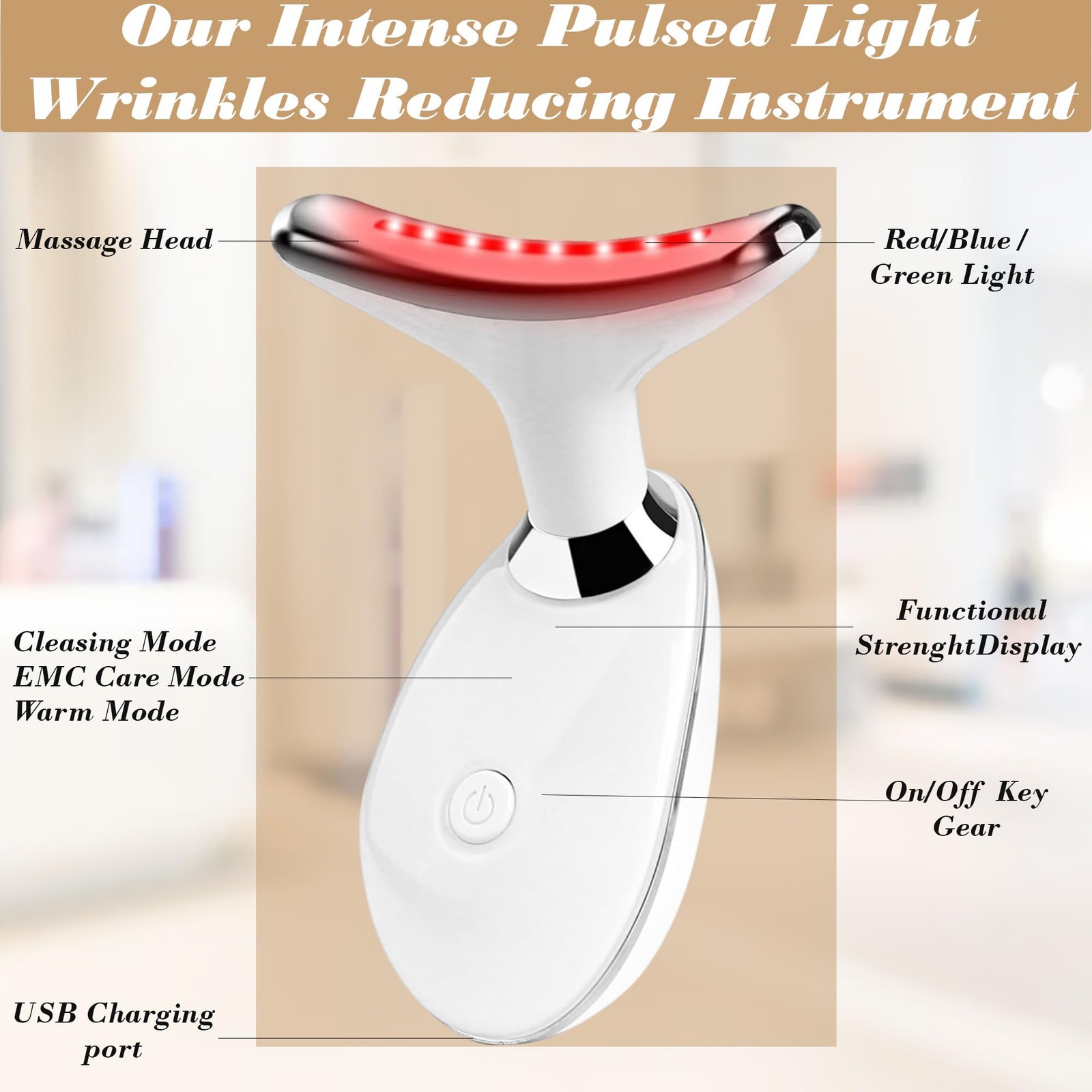 Facial Massager for Women and Men Face Roller Skin Tightening, White