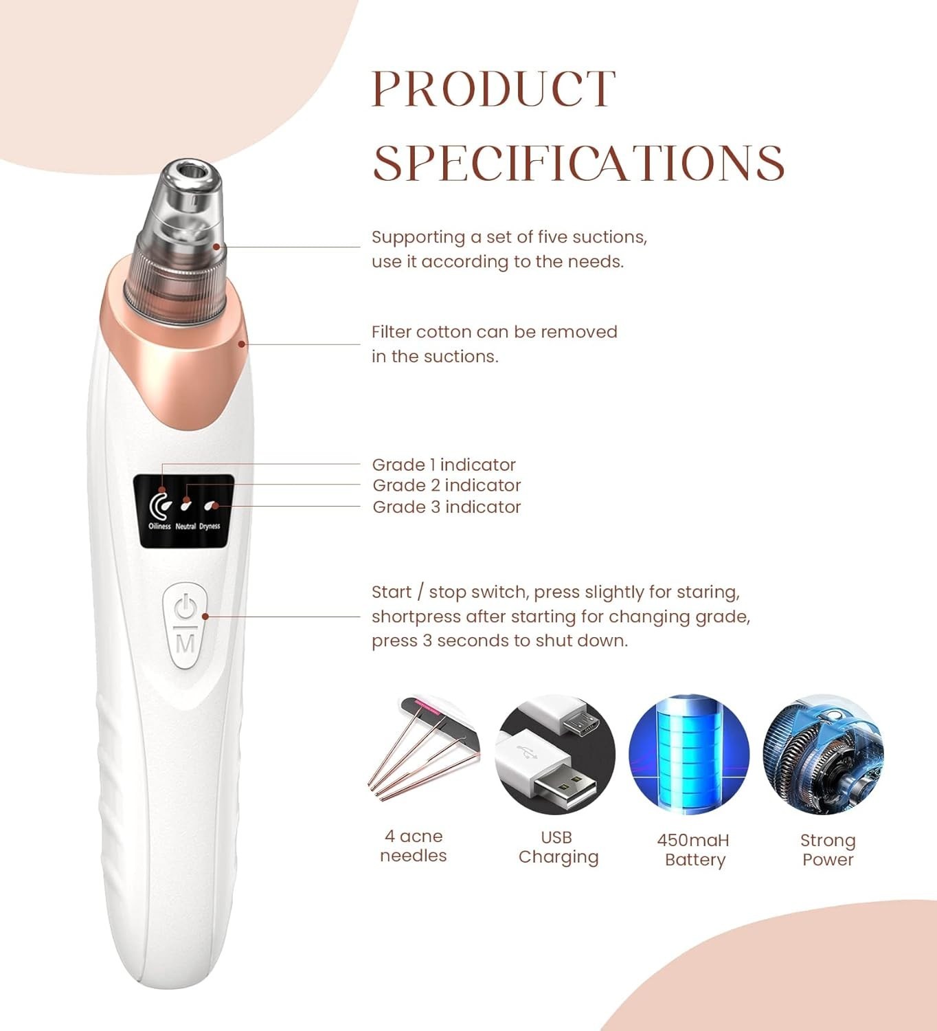 Eliminador de Espinillas Limpiador de Poros Succionador del Acné Facial 🇺🇸