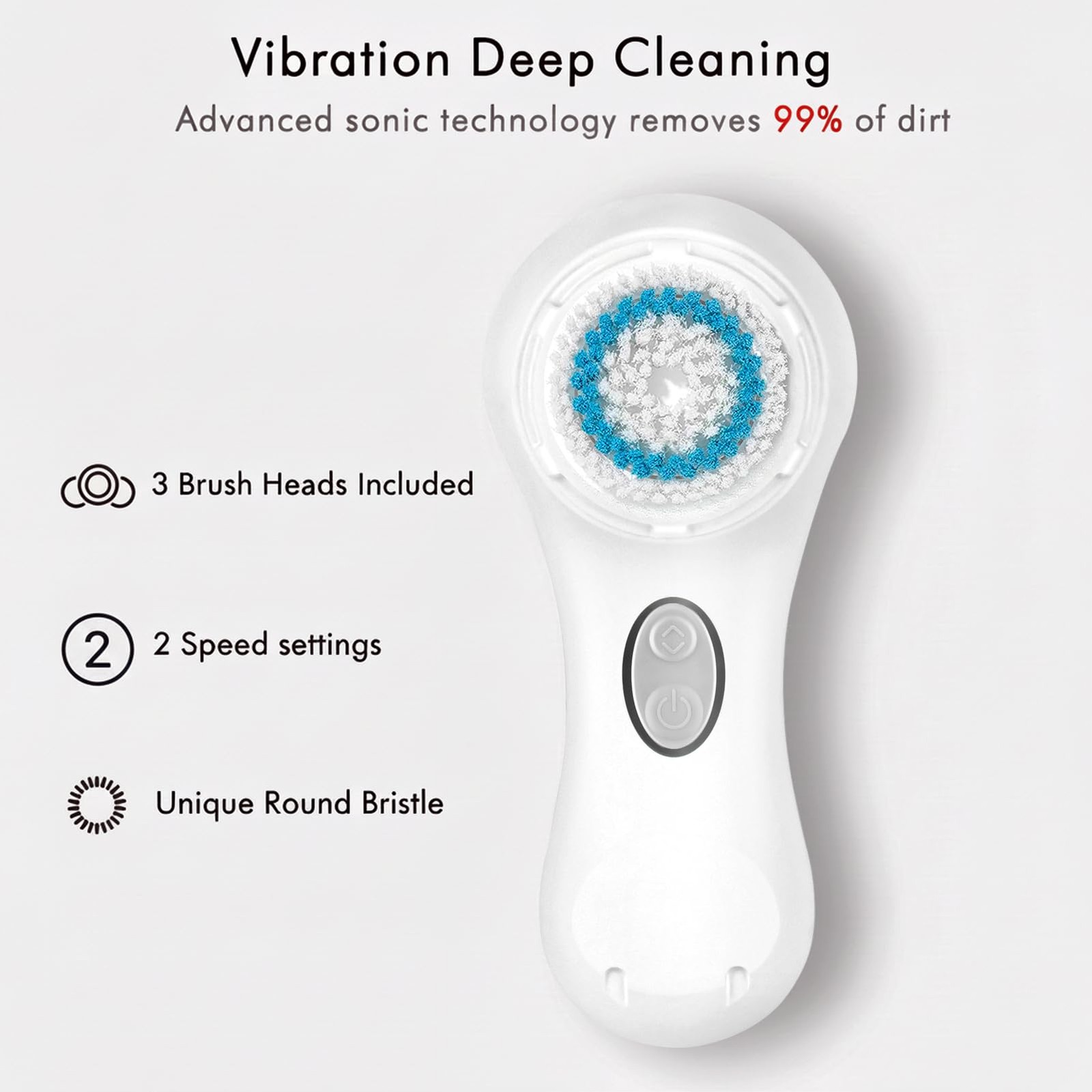 Microtree Electric Facial Cleansing Brush Ultrasonic Vibrating Face Brush 2