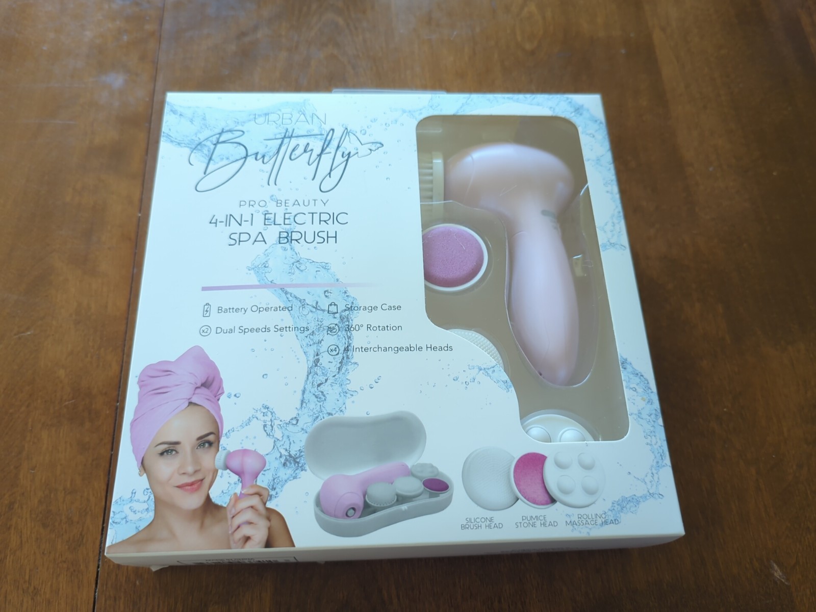 Urban Butterfly Pro Beauty 4 In 1 Electric Spa Brush 4 Pieces New