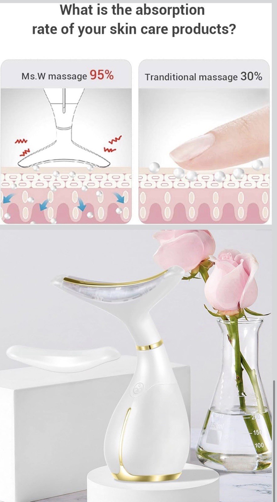 Red Light Facial Massager, Skin Care Tools for Face & Neck Beauty Device, 3 i…