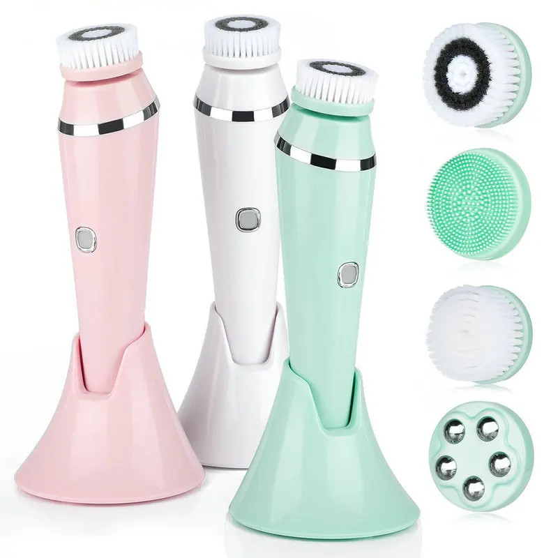 4 in 1 Electric Facial Cleansing Brush Rechargeable Waterproof Spin Sonic Exfoli