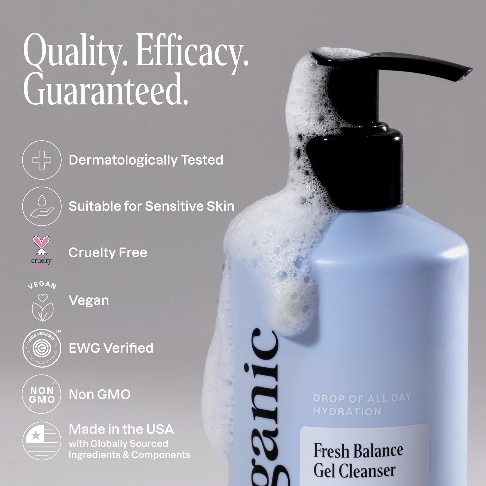 Cliganic Hydrating Facial Gel Cleanser with Triple 8 Fl Oz (Pack of 1)