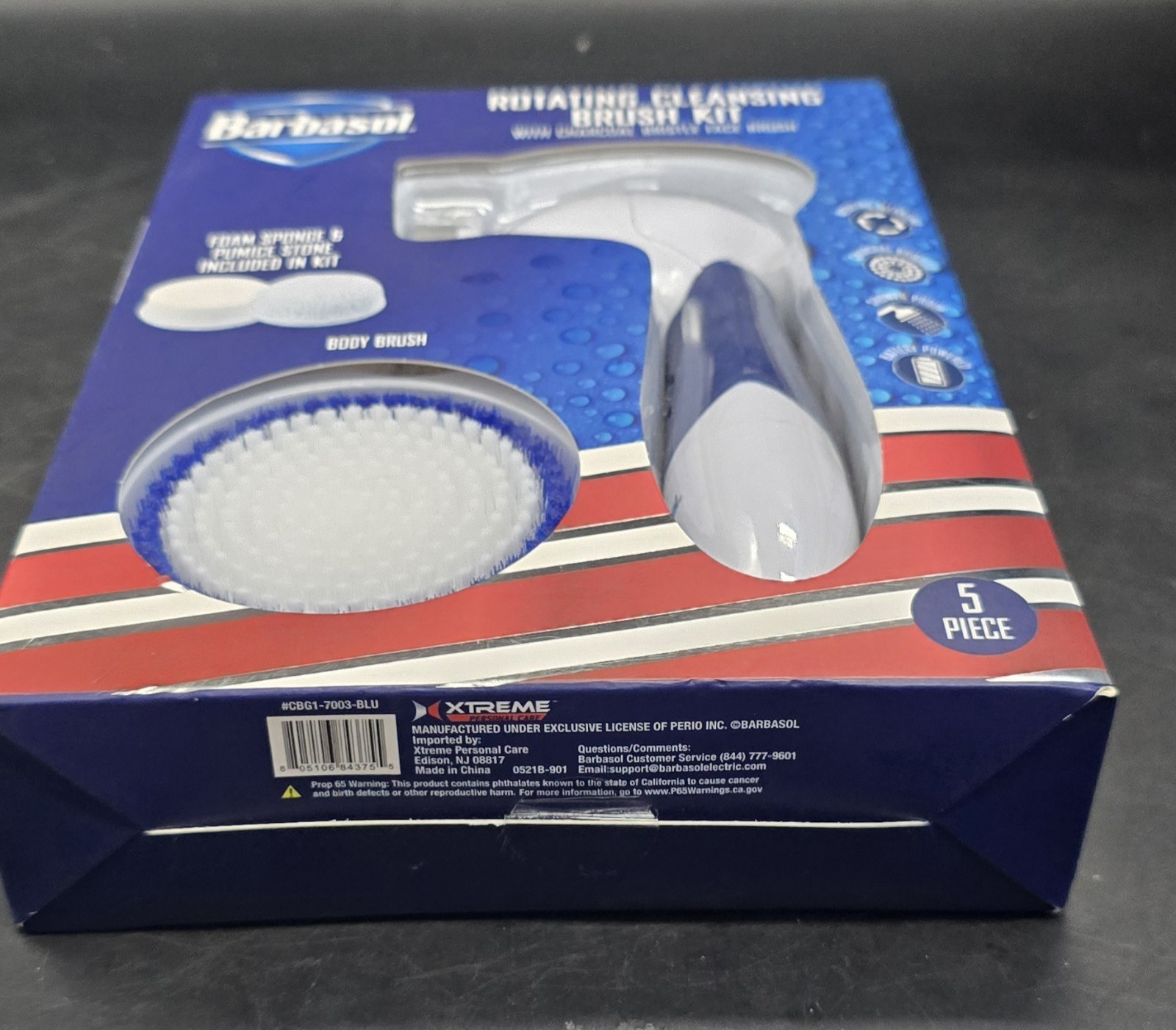 Barbasol Rotating Cleansing Brush Spa Kit Blue Battery Powered Waterproof NEW
