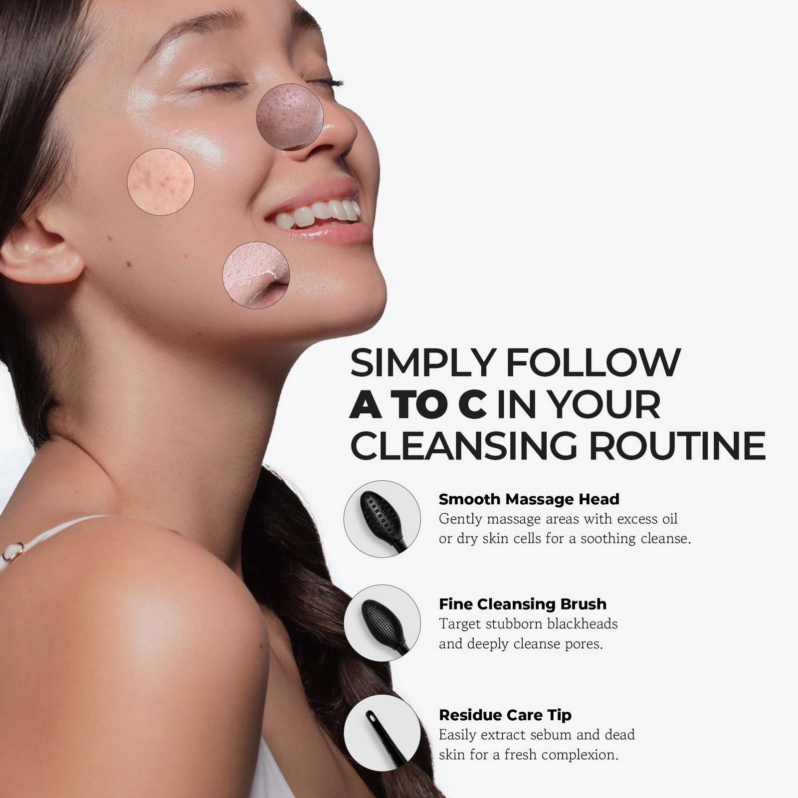 HEEDA 3 in 1 Cleansing Facial Silicone Brush Black