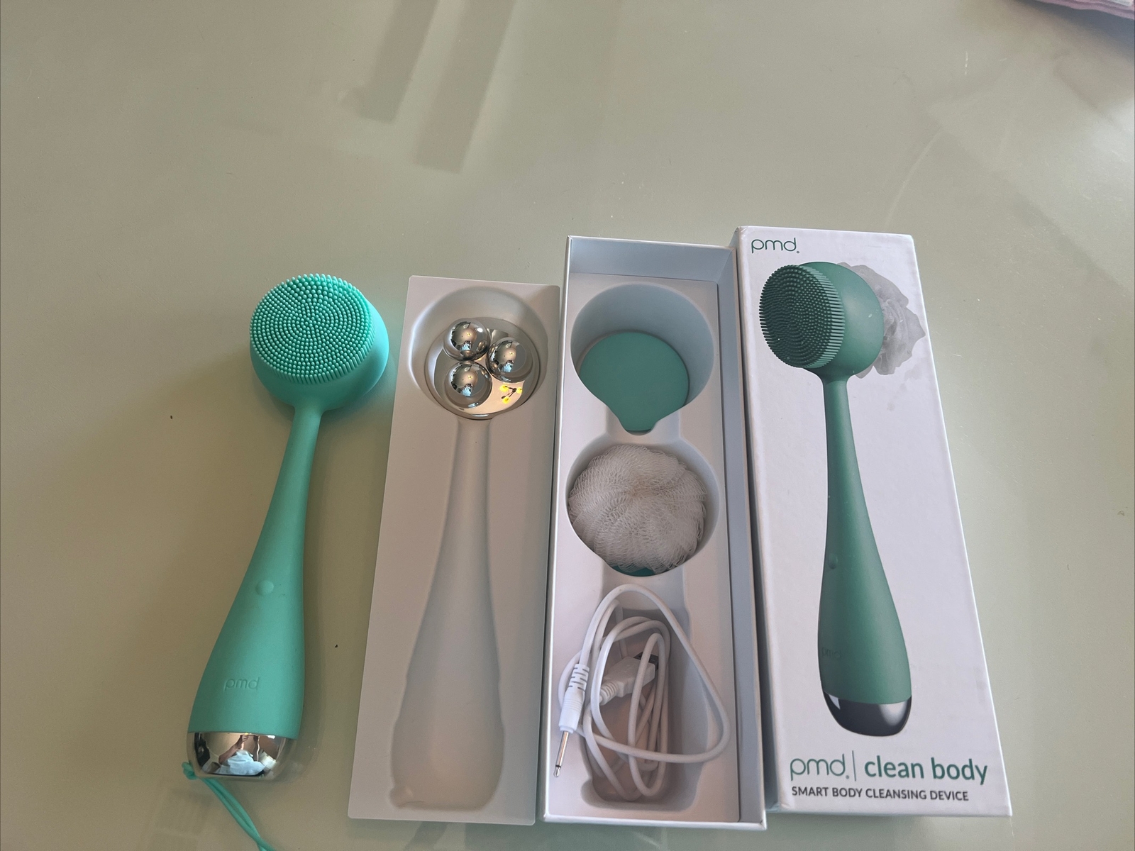 PMD Clean Body – Smart Body Cleansing Device w Silicone Brush & Three Heads Teal